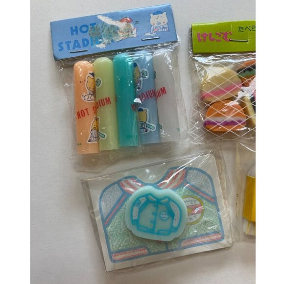 Cute 90s Stationary Eraser Lot RARE Collectible Soundy Hot Stadium Hamburgers - Picture 3 of 4
